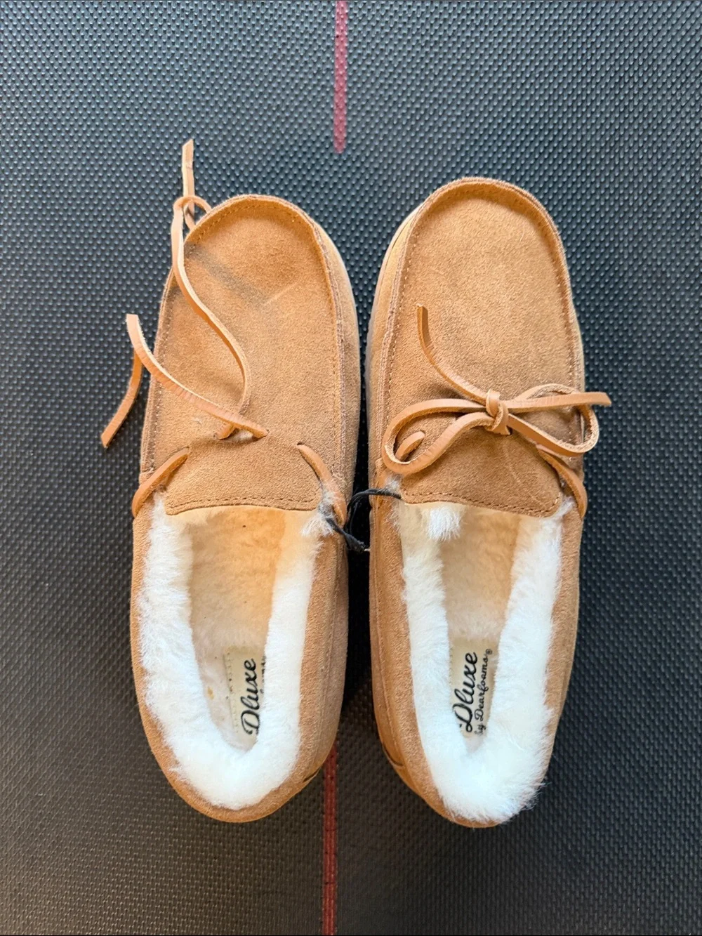 dearfoams Tan Moccasin-Style Slip-On Slippers